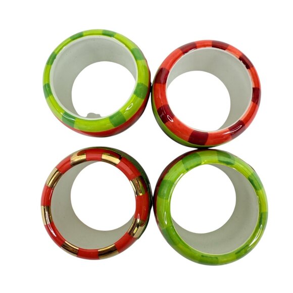 New Dept 56 Christmas Napkin Rings Candlelight Set Of 4 Ceramic Holiday 2004 - Picture 8 of 16